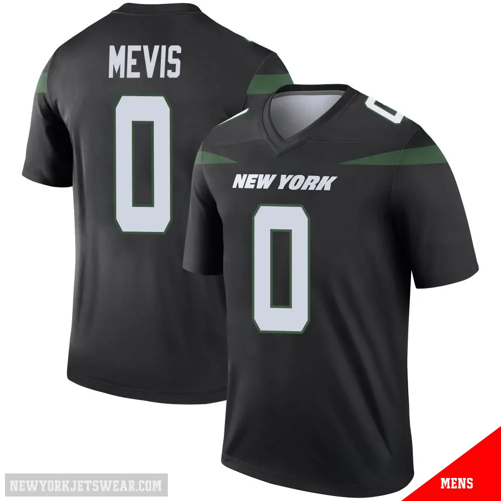 ＃0 Men's Harrison Mevis Black Legend New York Jets Stealth Color Rush Jersey