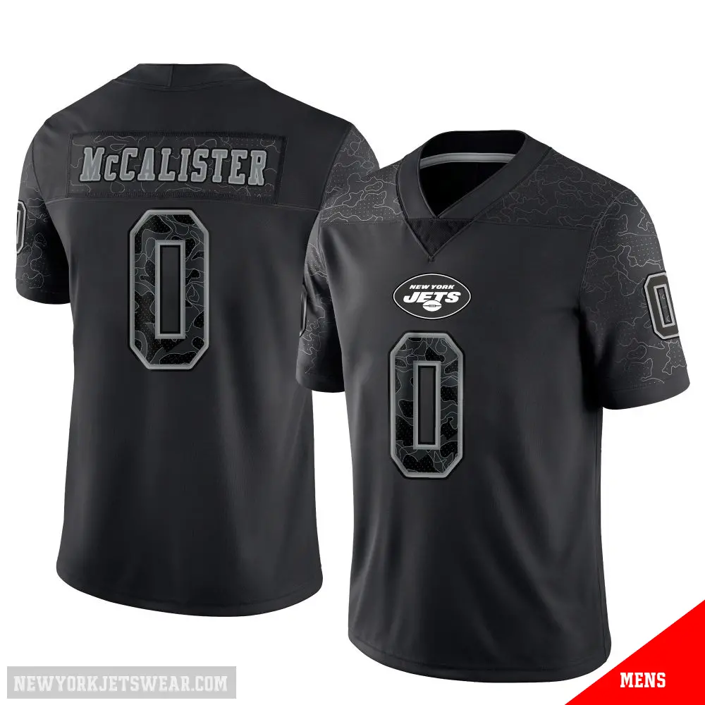 ＃0 Men's Tanner McCalister Black Limited New York Jets Reflective Jersey
