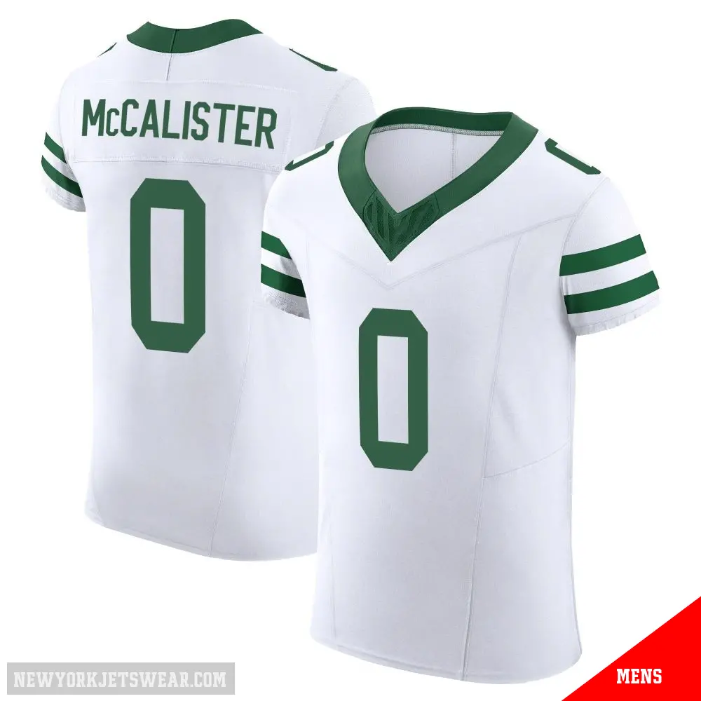 ＃0 Men's Tanner McCalister White Elite New York Jets Alternate Vapor F.U.S.E. Jersey