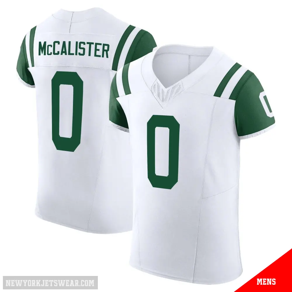 ＃0 Men's Tanner McCalister White Elite New York Jets Classic Alternate Vapor F.U.S.E. Jersey