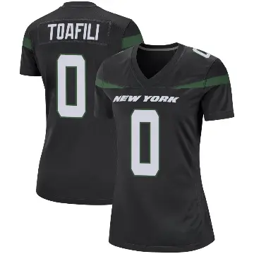 ＃0 Women's Lawrance Toafili Black Game New York Jets Stealth Jersey