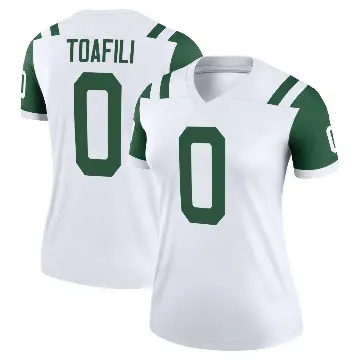 ＃0 Women's Lawrance Toafili White Legend New York Jets Classic Alternate Jersey