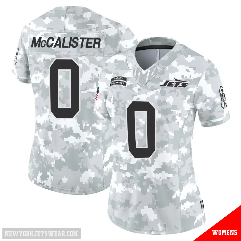 ＃0 Women's Tanner McCalister Arctic Camo Limited New York Jets 2024 Salute to Service Jersey