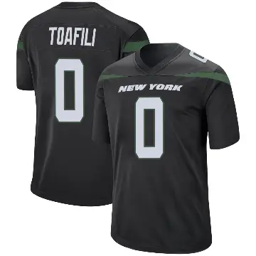 ＃0 Youth Lawrance Toafili Black Game New York Jets Stealth Jersey