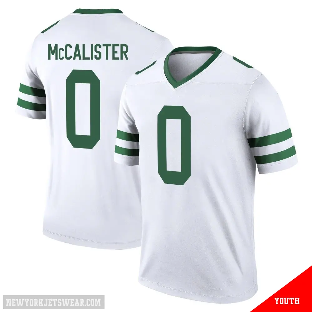 ＃0 Youth Tanner McCalister White Legend New York Jets Legacy Jersey