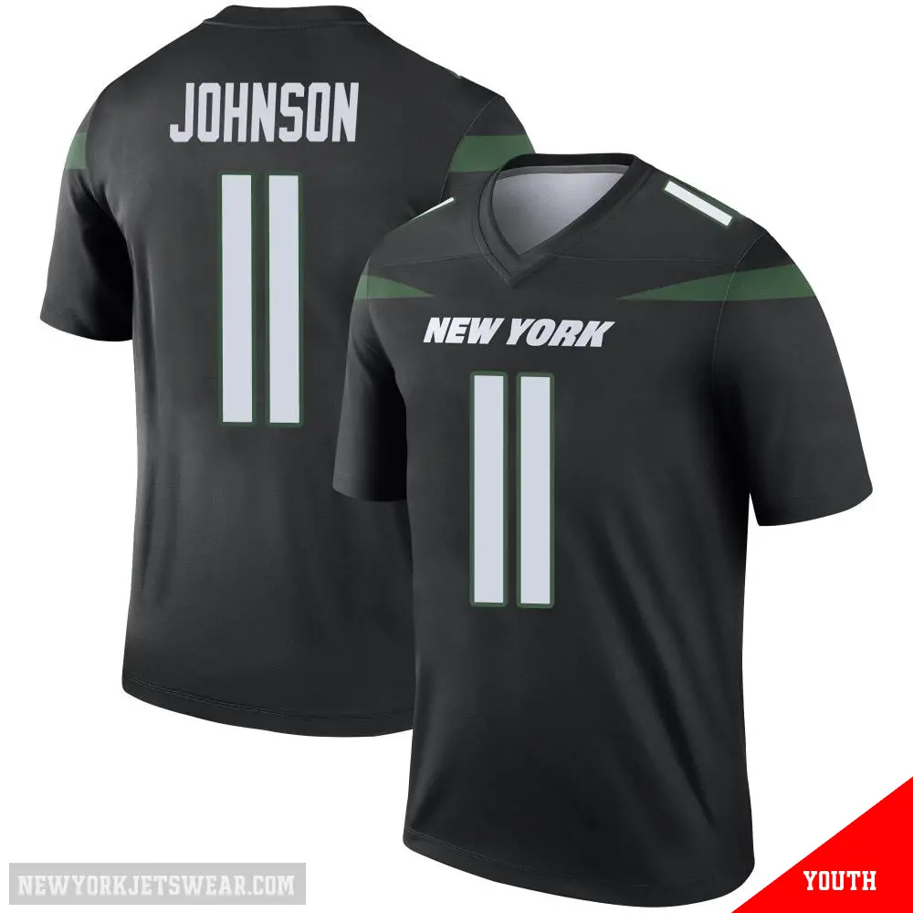 ＃11 Youth Jermaine Johnson Black Legend New York Jets Stealth Color Rush Jersey