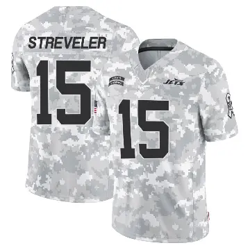 ＃15 Men's Chris Streveler Arctic Camo Limited New York Jets 2024 Salute to Service Jersey