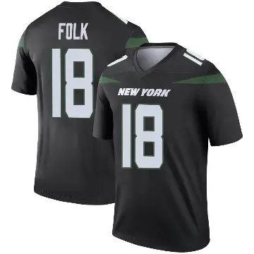 ＃18 Men's Nick Folk Black Legend New York Jets Stealth Color Rush Jersey