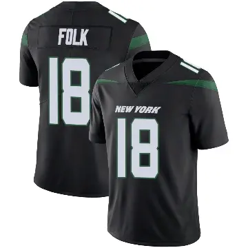 ＃18 Men's Nick Folk Black Limited New York Jets Stealth Vapor Jersey