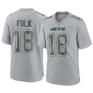 ＃18 Men's Nick Folk Gray Game New York Jets Atmosphere Fashion Jersey