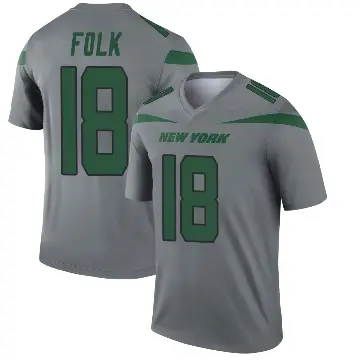 ＃18 Men's Nick Folk Gray Legend New York Jets Inverted Jersey