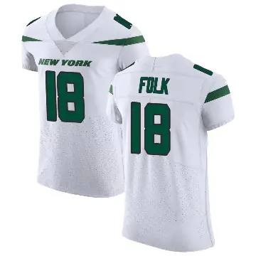 ＃18 Men's Nick Folk White Elite New York Jets Spotlight Vapor Untouchable Jersey