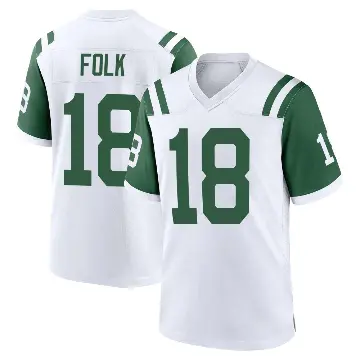 ＃18 Men's Nick Folk White Game New York Jets Classic Alternate Jersey