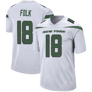 ＃18 Men's Nick Folk White Game New York Jets Spotlight Jersey