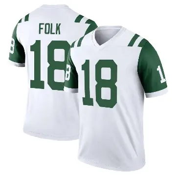 ＃18 Men's Nick Folk White Legend New York Jets Classic Alternate Jersey