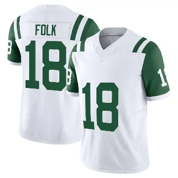 ＃18 Men's Nick Folk White Limited New York Jets Classic Alternate Vapor F.U.S.E. Jersey