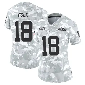 ＃18 Women's Nick Folk Arctic Camo Limited New York Jets 2024 Salute to Service Jersey