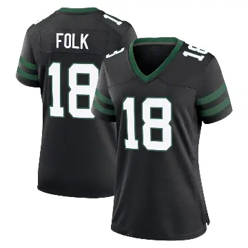 ＃18 Women's Nick Folk Black Game New York Jets Legacy Alternate Jersey