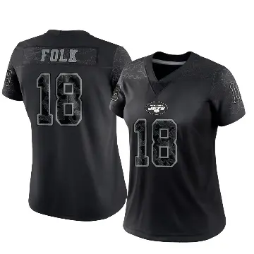 ＃18 Women's Nick Folk Black Limited New York Jets Reflective Jersey