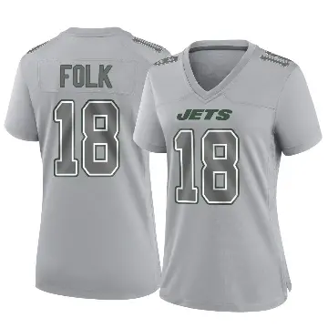 ＃18 Women's Nick Folk Gray Game New York Jets Atmosphere Fashion Jersey