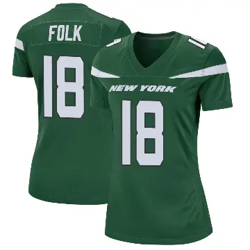 ＃18 Women's Nick Folk Green Game New York Jets Gotham Jersey