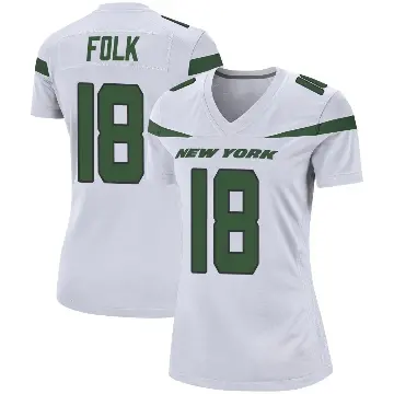 ＃18 Women's Nick Folk White Game New York Jets Spotlight Jersey