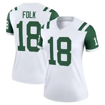 ＃18 Women's Nick Folk White Legend New York Jets Classic Alternate Jersey