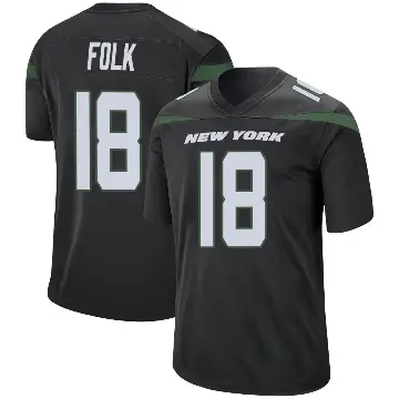 ＃18 Youth Nick Folk Black Game New York Jets Stealth Jersey
