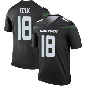 ＃18 Youth Nick Folk Black Legend New York Jets Stealth Color Rush Jersey