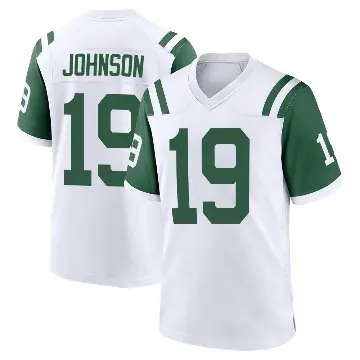 ＃19 Men's Keyshawn Johnson White Game New York Jets Classic Alternate Jersey
