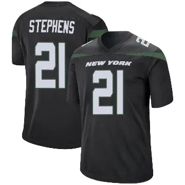 ＃21 Men's Brandon Stephens Black Game New York Jets Stealth Jersey