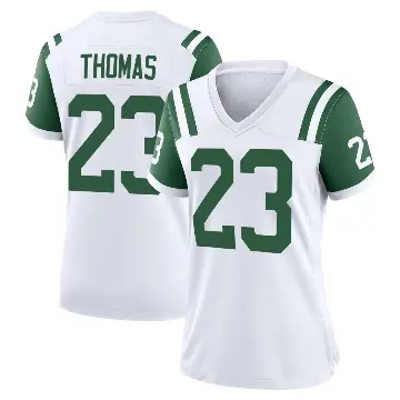＃23 Women's Azareye'h Thomas White Game New York Jets Classic Alternate Jersey