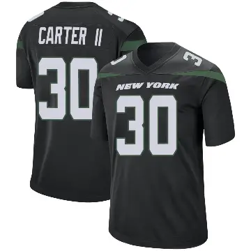 ＃30 Men's Michael Carter II Black Game New York Jets Stealth Jersey