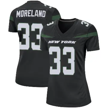 ＃33 Women's Jimmy Moreland Black Game New York Jets Stealth Jersey