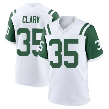 ＃35 Men's Dean Clark White Game New York Jets Classic Alternate Jersey