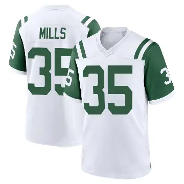 ＃35 Men's Jalen Mills White Game New York Jets Classic Alternate Jersey
