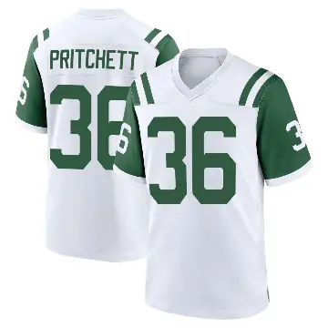 ＃36 Men's Jamaal Pritchett White Game New York Jets Classic Alternate Jersey