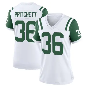 ＃36 Women's Jamaal Pritchett White Game New York Jets Classic Alternate Jersey
