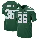 ＃36 Youth Jamaal Pritchett Green Game New York Jets Gotham Jersey