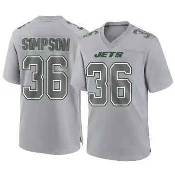 ＃36 Youth Jaylin Simpson Gray Game New York Jets Atmosphere Fashion Jersey