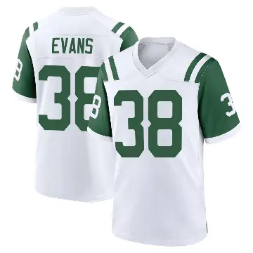 ＃38 Men's Zach Evans White Game New York Jets Classic Alternate Jersey