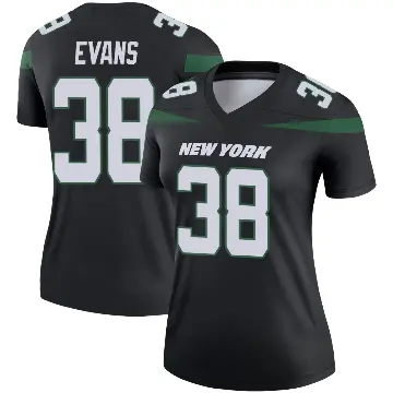 ＃38 Women's Zach Evans Black Legend New York Jets Stealth Color Rush Jersey