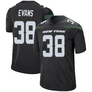 ＃38 Youth Zach Evans Black Game New York Jets Stealth Jersey