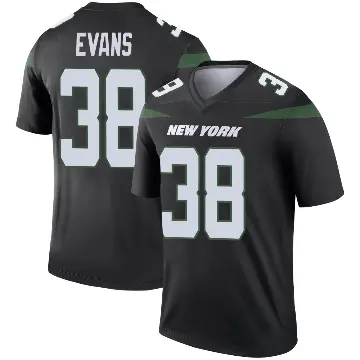 ＃38 Youth Zach Evans Black Legend New York Jets Stealth Color Rush Jersey
