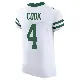 ＃4 Men's Brady Cook White Elite New York Jets Alternate Vapor F.U.S.E. Jersey