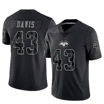 ＃43 Men's Caden Davis Black Limited New York Jets Reflective Jersey