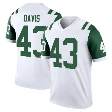 ＃43 Youth Caden Davis White Legend New York Jets Classic Alternate Jersey