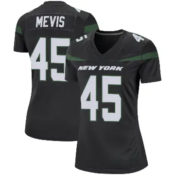＃45 Women's Harrison Mevis Black Game New York Jets Stealth Jersey