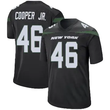 ＃46 Men's Ryan Cooper Jr. Black Game New York Jets Stealth Jersey