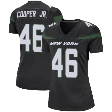 ＃46 Women's Ryan Cooper Jr. Black Game New York Jets Stealth Jersey